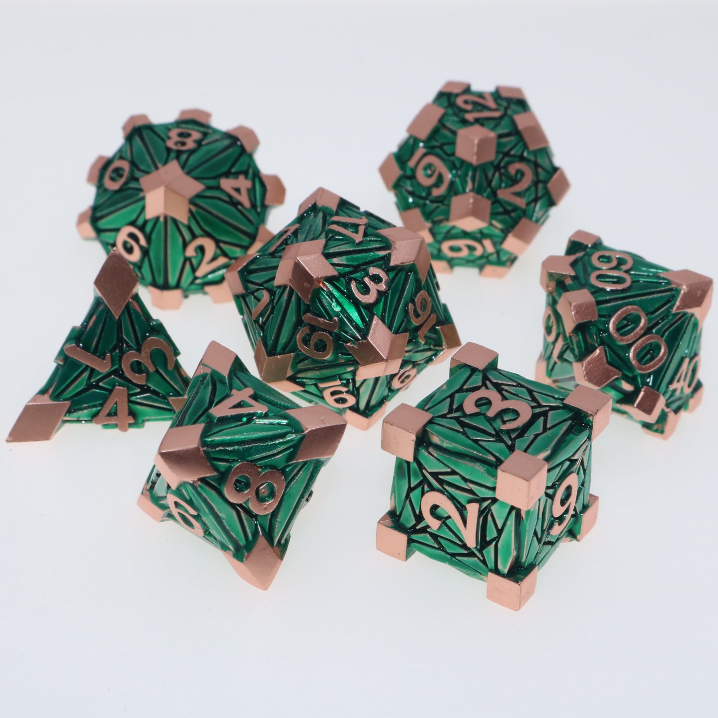 Wyrmscale Dice - Green and Gold (set of 7)