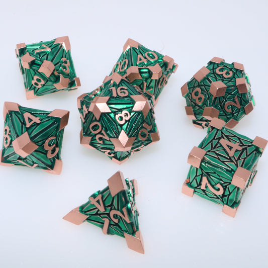 Wyrmscale Dice - Green and Gold (set of 7)