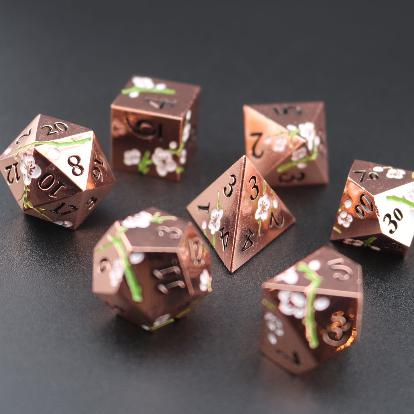 Peach Blossom Dice (set of 7)