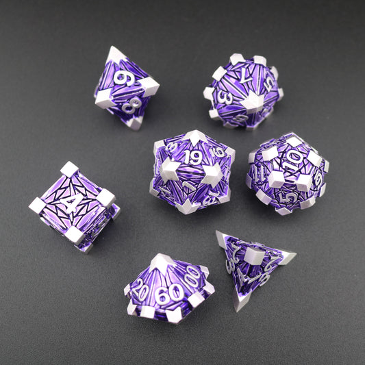 Wyrmscale Dice - Purple and Silver (set of 7)