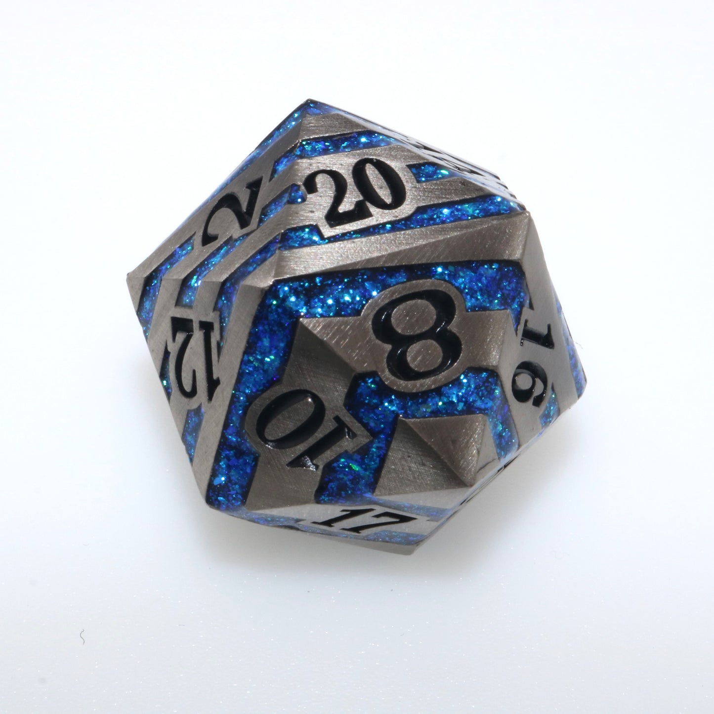 Oversized Blue Steel d20 Dice