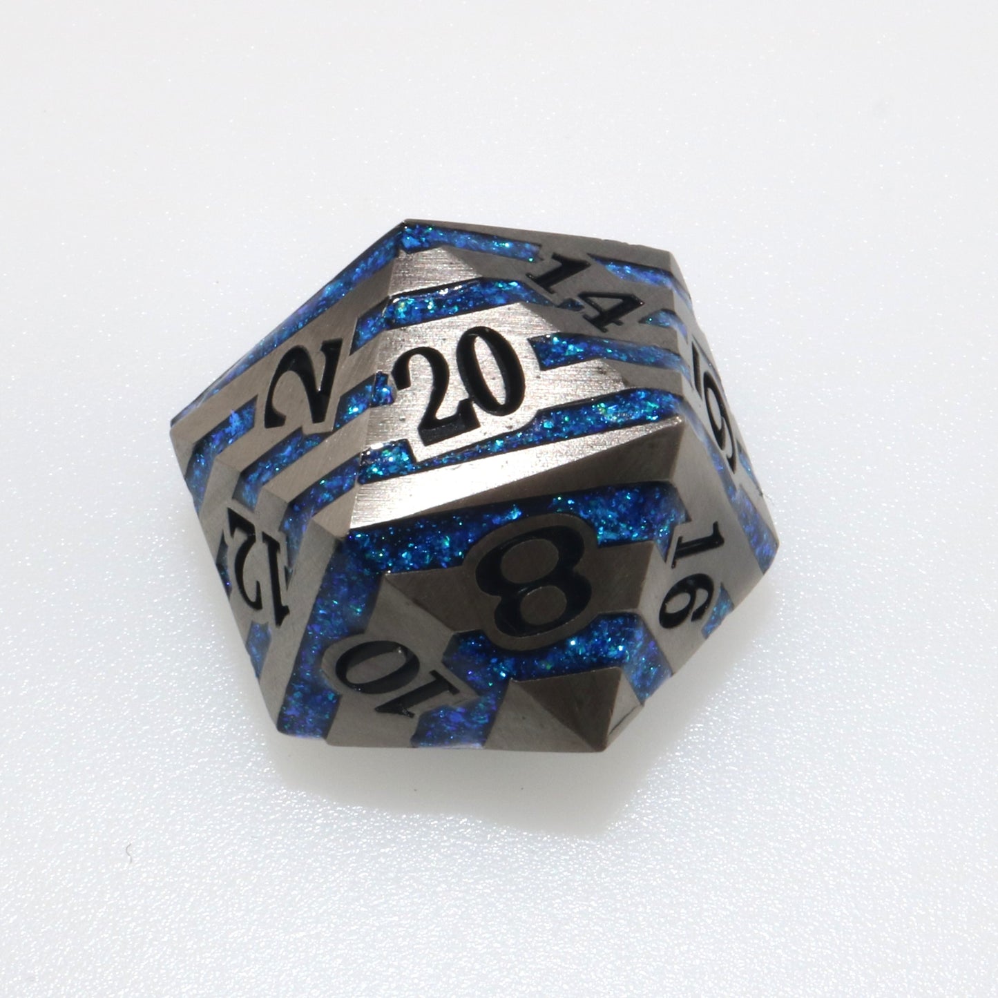 Oversized Blue Steel d20 Dice