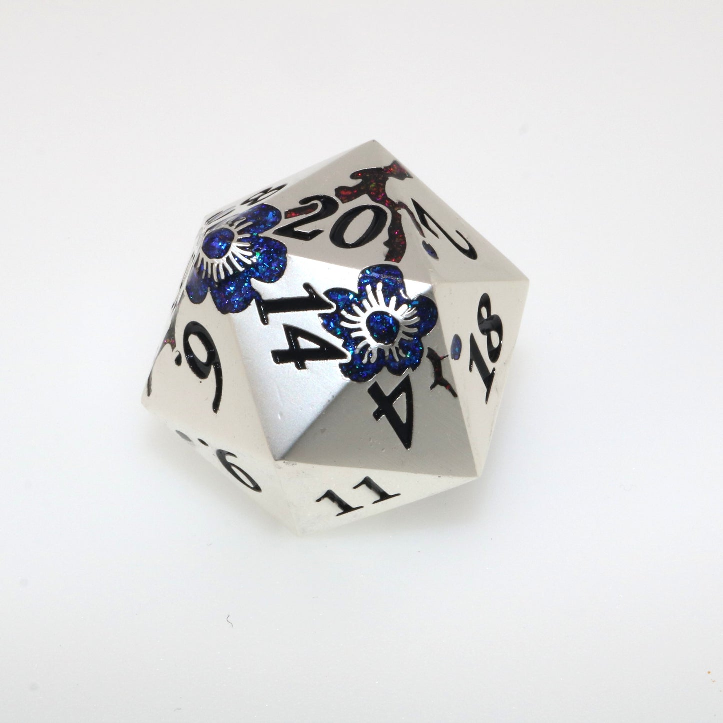 Oversized Indigo Bloom d20 Dice