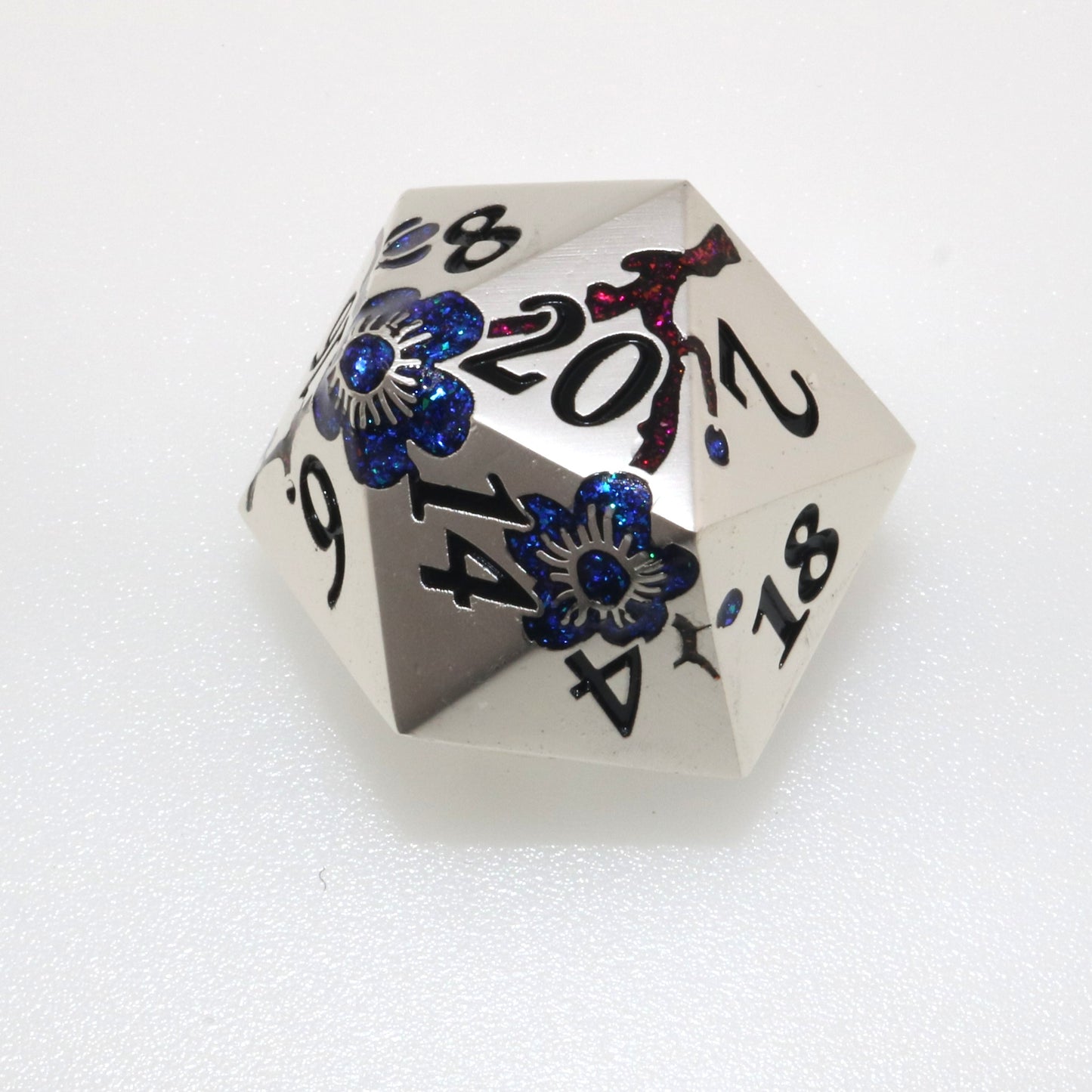 Oversized Indigo Bloom d20 Dice