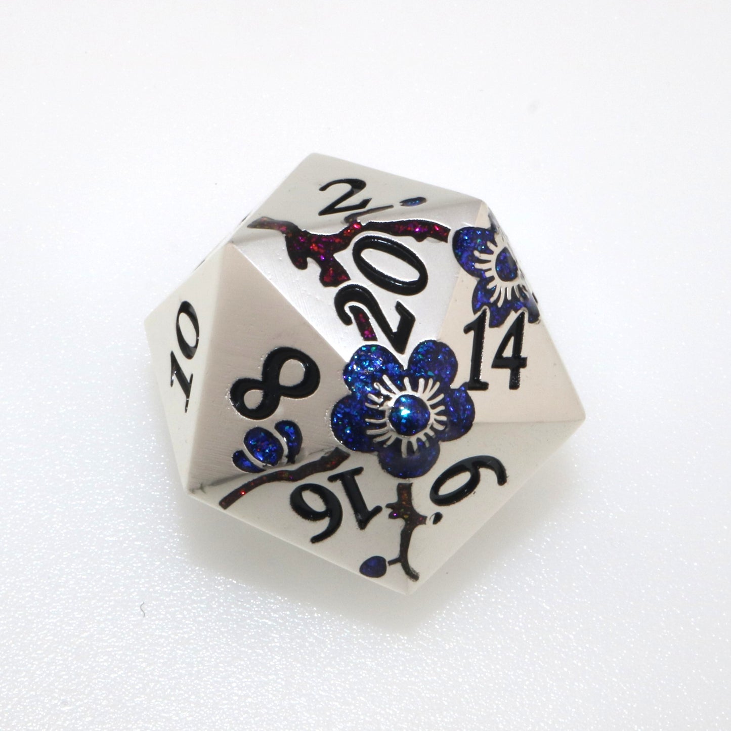 Oversized Indigo Bloom d20 Dice