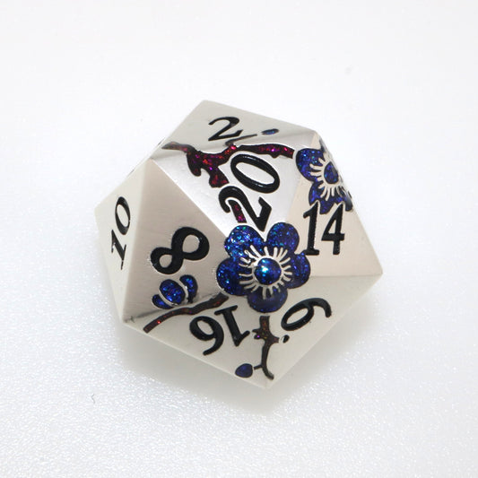 Oversized Indigo Bloom d20 Dice